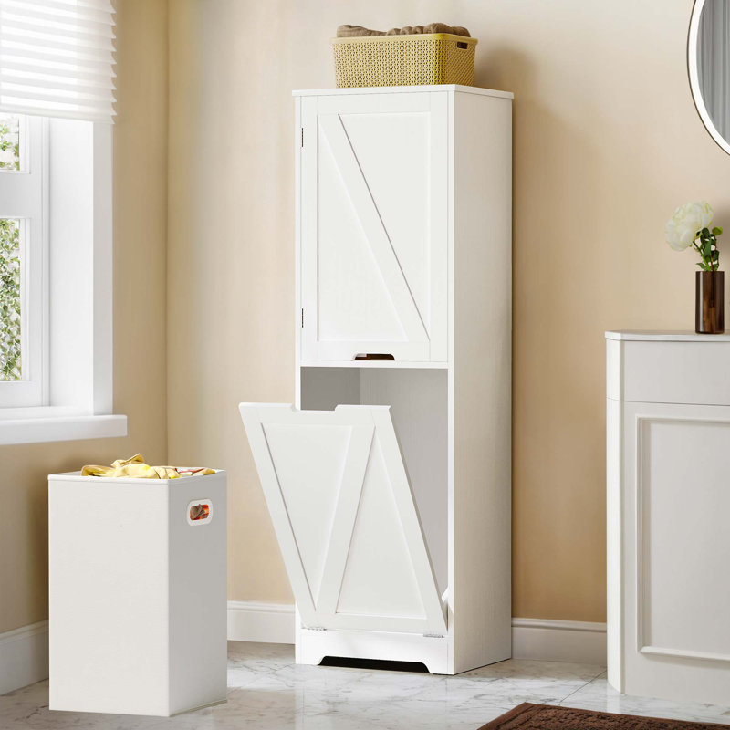 Noraleigh 53'' H Tilt Out Laundry Hamper with Adjustable Shelves and Clothes Basket, White