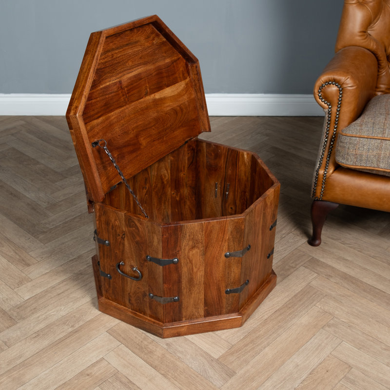 Arnaldo Solid Wood Lift Top Coffee Table with Storage, Dark Oak