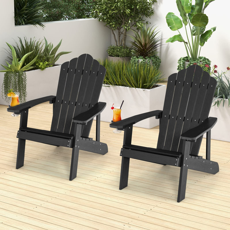 Braziel Foldable Outdoor Adirondack Chair, Black