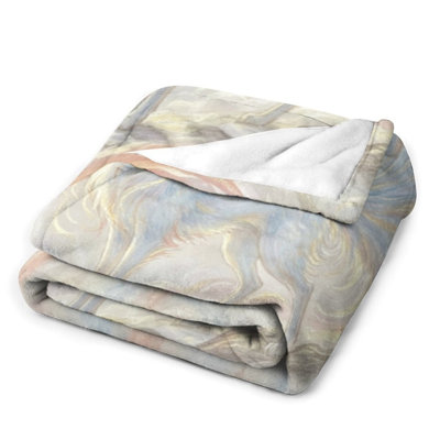 Plaid en flanelle de luxe « Renard sur les nuages », couverture douce, chaude et moelleuse pour salon, canapé, lit et décoration intérieure