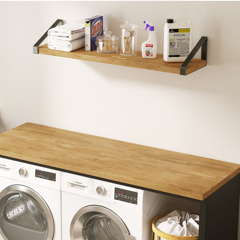 Comptoir en bois massif Hevea, Marron clair, H 1,5 po x L 60 po x l 30 po
