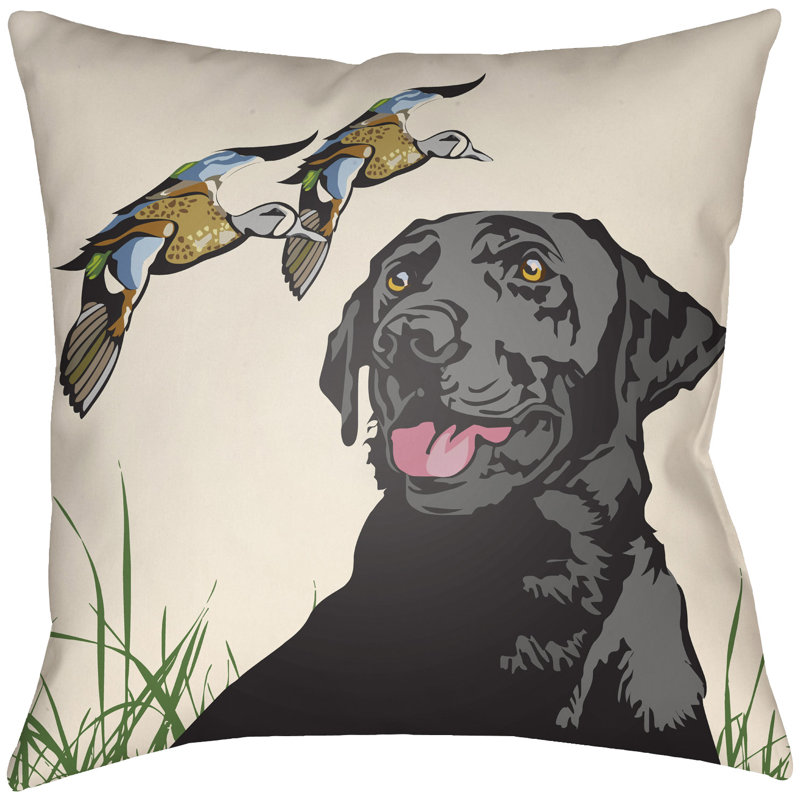 Lodge Cabin Hound Hound Indoor/Outdoor Throw Pillow, 18" H x 18" W