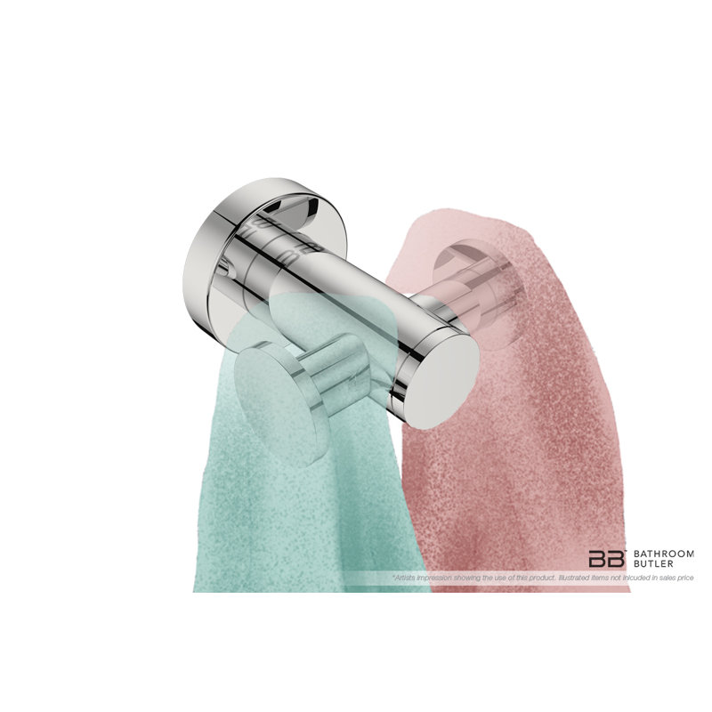 Double Robe Hook, Polished Stainless Steel