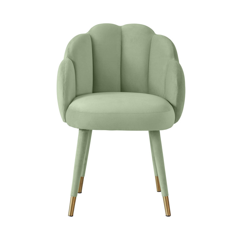 Chaise en velours Karen vert mousse, Vert mousse