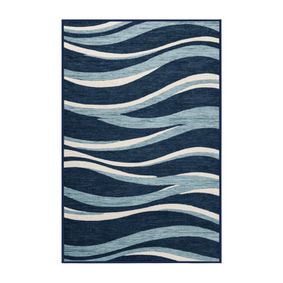 Tapis nautique à motif de vagues lavables