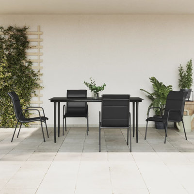 Garden Dining Set Black and Anthracite Outdoor Patio Dining Table Set Contemporary Design