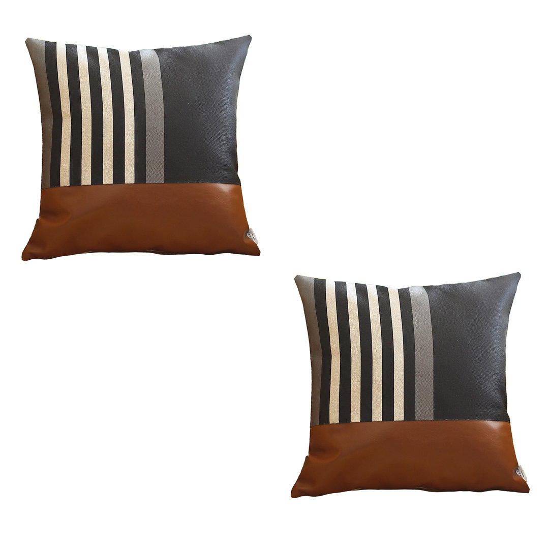 Geometric Faux Leather Reversible Pillow Cover (Set of 2) Mike&Co. New York