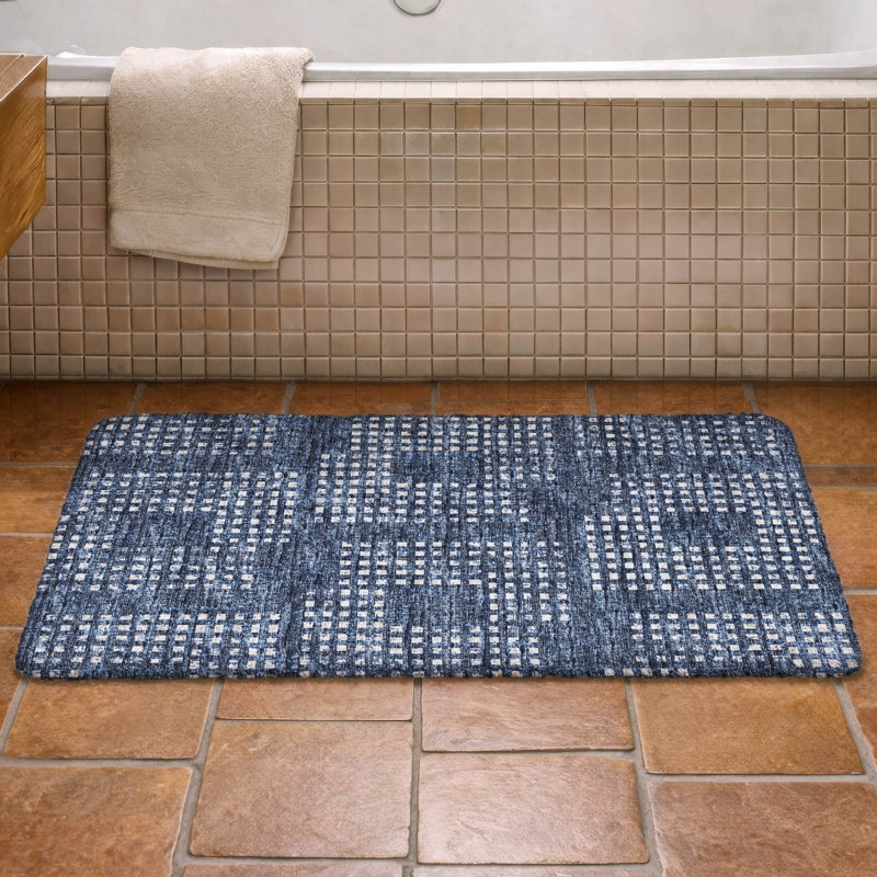 Premium Machine Washable Dream Shag  Squares Rug, 1'8" x 2'6", Blue