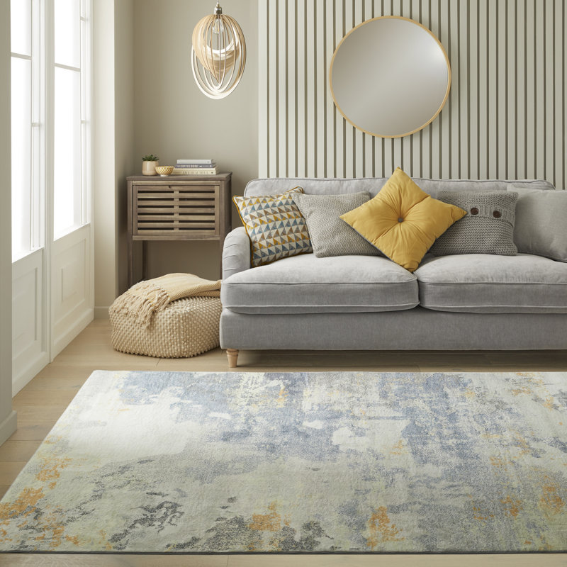 Lux Abstract Ultra soft Stain Guarded Grey/Ivory Area Rug, Rectangle 120 x 180cm
