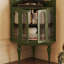 Armoire de coin en bois massif vert