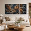 Ensemble de 3 toiles tourbillonnantes en bronze et bleu-1292477395