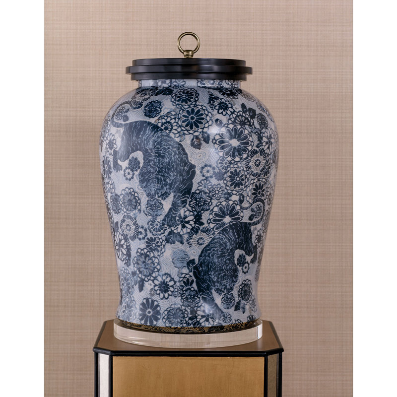 Siberian Tiger Blue 21" Porcelain Jar