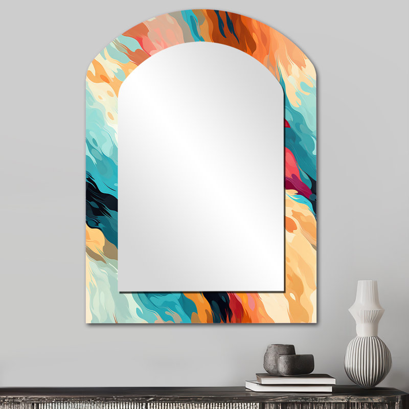 Multicolore Feather Fury - Miroir mural moderne, 34 po x 25 po