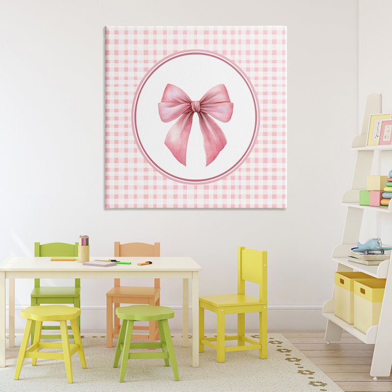 Arc rose avec toile circulaire Vichy, design par Christine Simpson Art, H 36 po x l 36 po