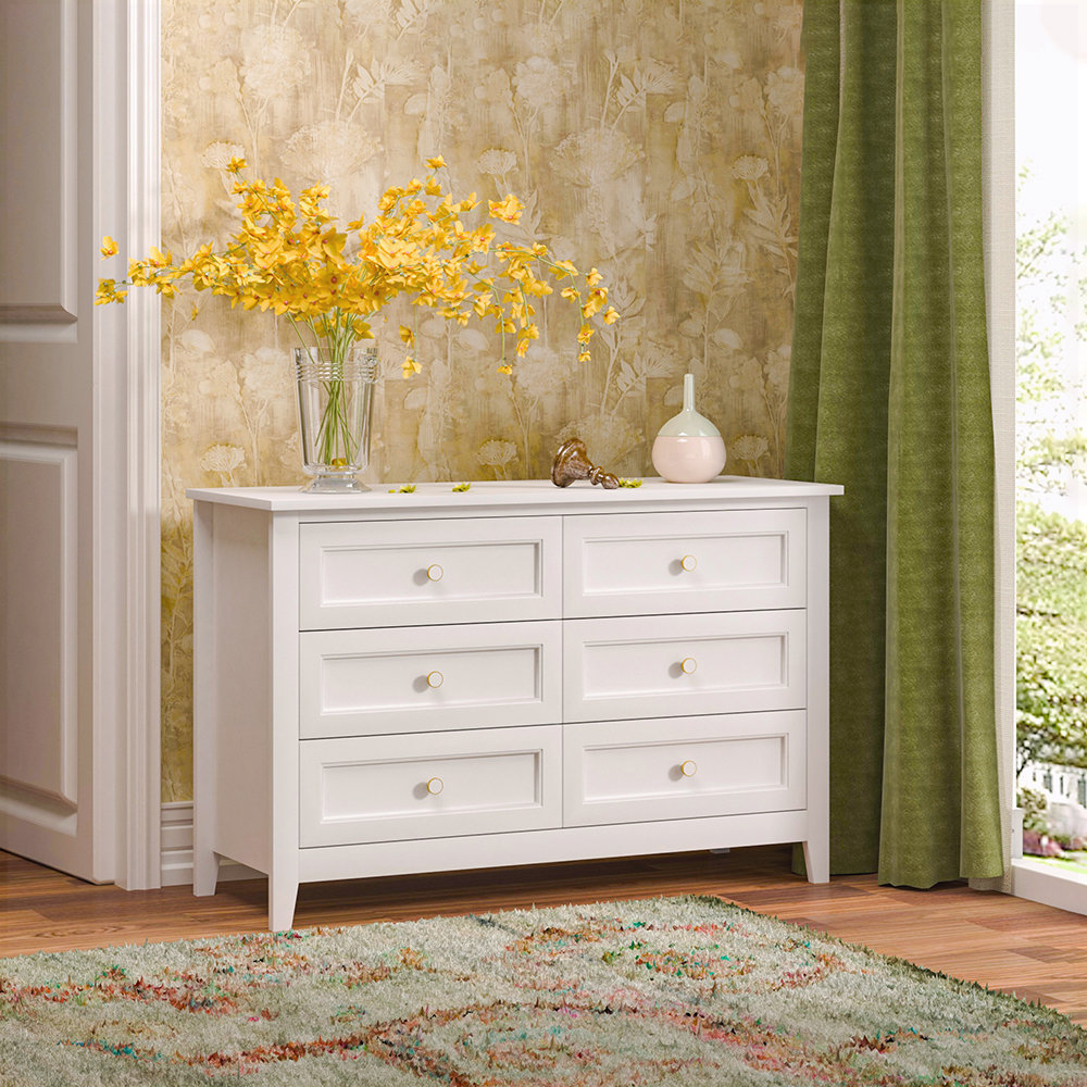 Beadboard 6-Drawer Wide Dresser