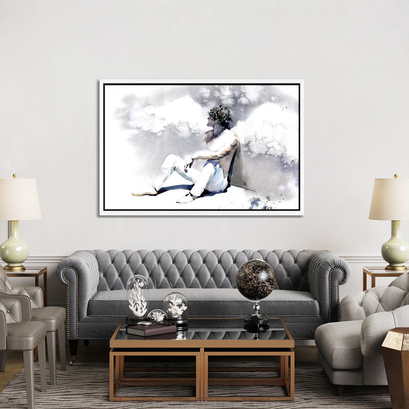 Personal Angel 1 Piece Painting on Canvas, 101.6cm H x 152.4cm W x 3.81cm D, White Framed