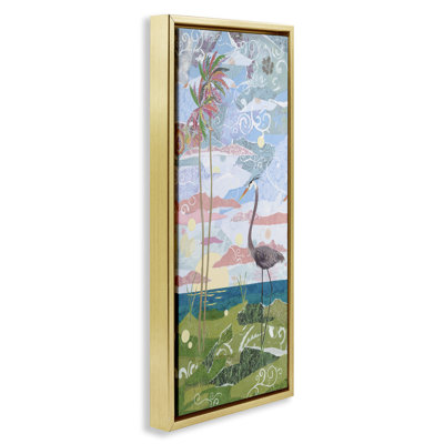 «Crane & Swirled Landscape», art mural sur toile flottante par Jennifer Peck