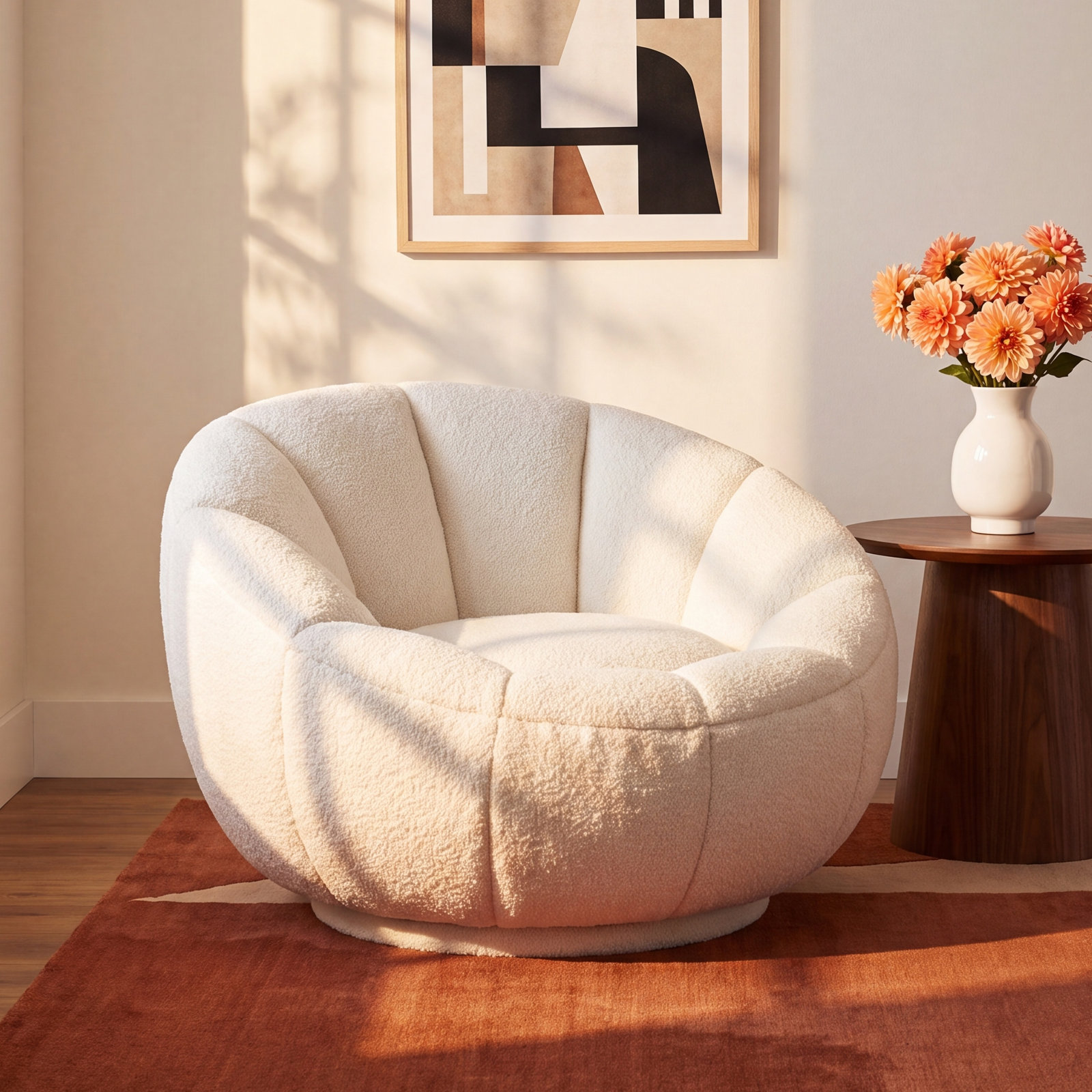 Dama Pine Swivel Barrel Chair