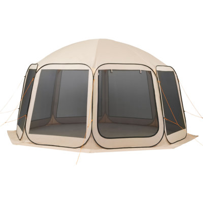 Tente moustiquaire avec moustiquaire, 15 x 13,8 pi, 12 à 15 personnes, toile moustiquaire portative avec sac de transport, côtés de filet, piquets de sol, pour jardin, patio, cour, activités de plein air, beige