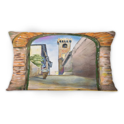 Coussin décoratif à imprimé de rue Mid-1 Century Mid-Century