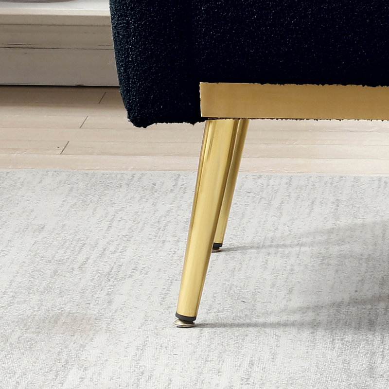 Méridienne capitonnée de 30 po de largeur, Tissu bleu foncé