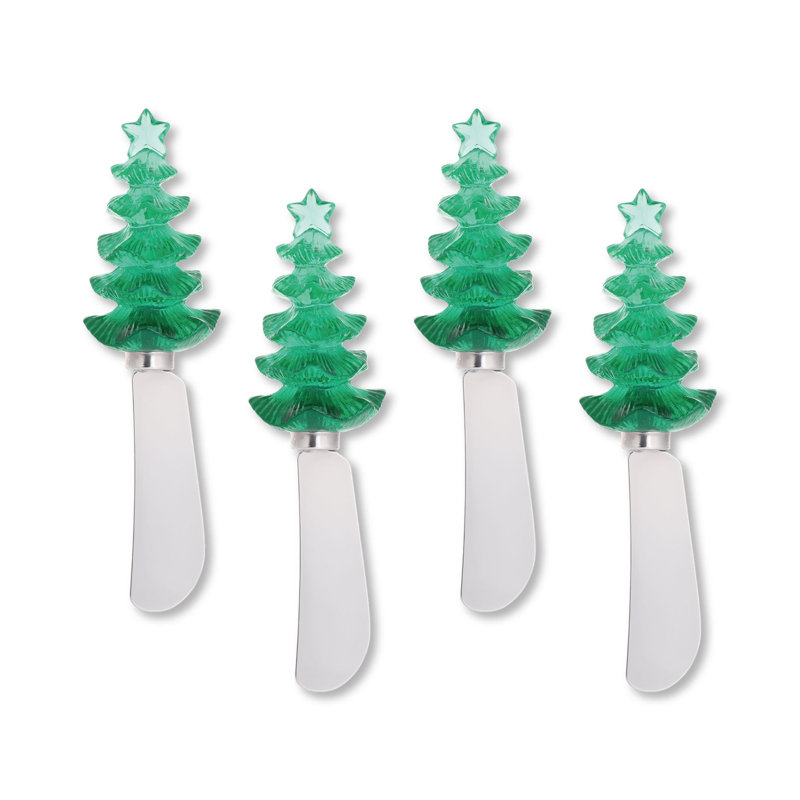 Christmas Tree Transparent Polyresin Cheese Spreader, S4