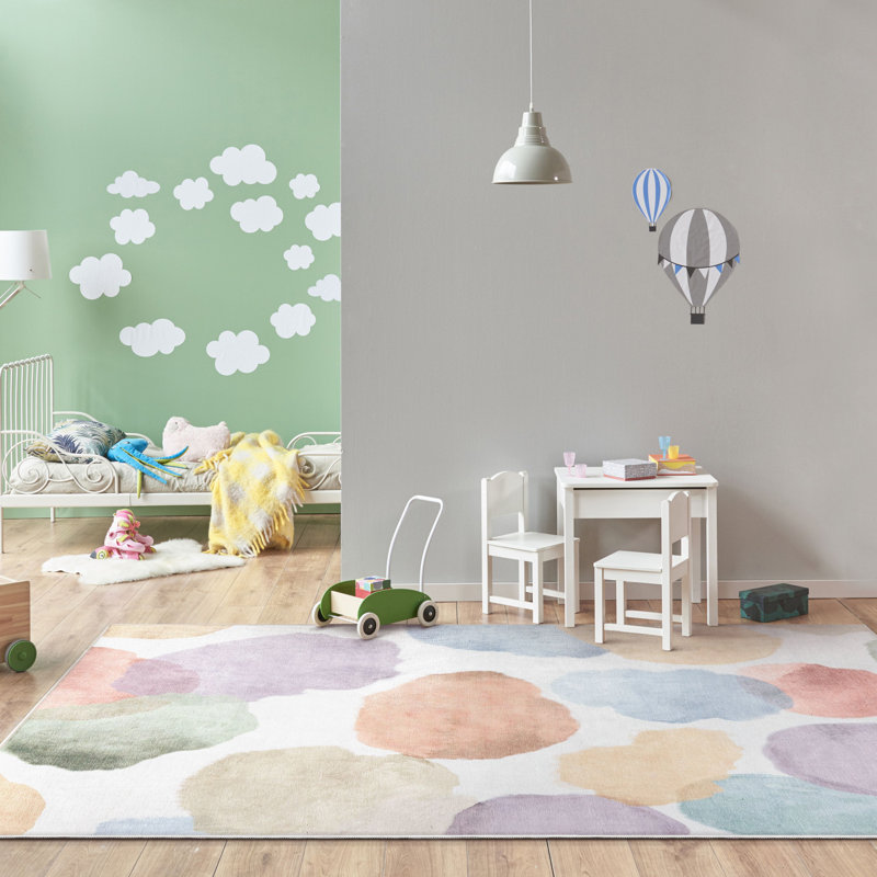 Tapis à pois multicolore, Rectangle 5 pi x 7 pi