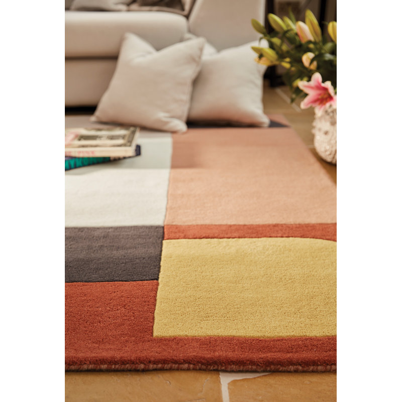 Blyth Brown/Cream/Red Area Rug, Rectangle 120 x 170cm