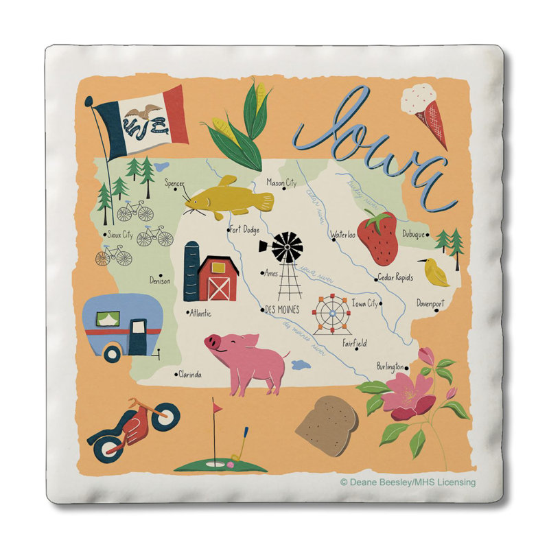 Iowa 4 Piece Tumbled Tile Coaster Set