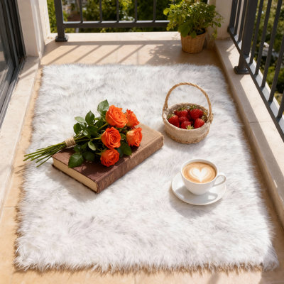 Plush Faux Sheepskin White Rug