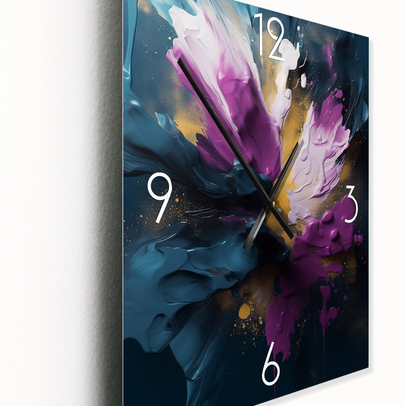 Jaquelina - Horloge murale peinture abstraite, H 32 po x l 24 po x P 1 po