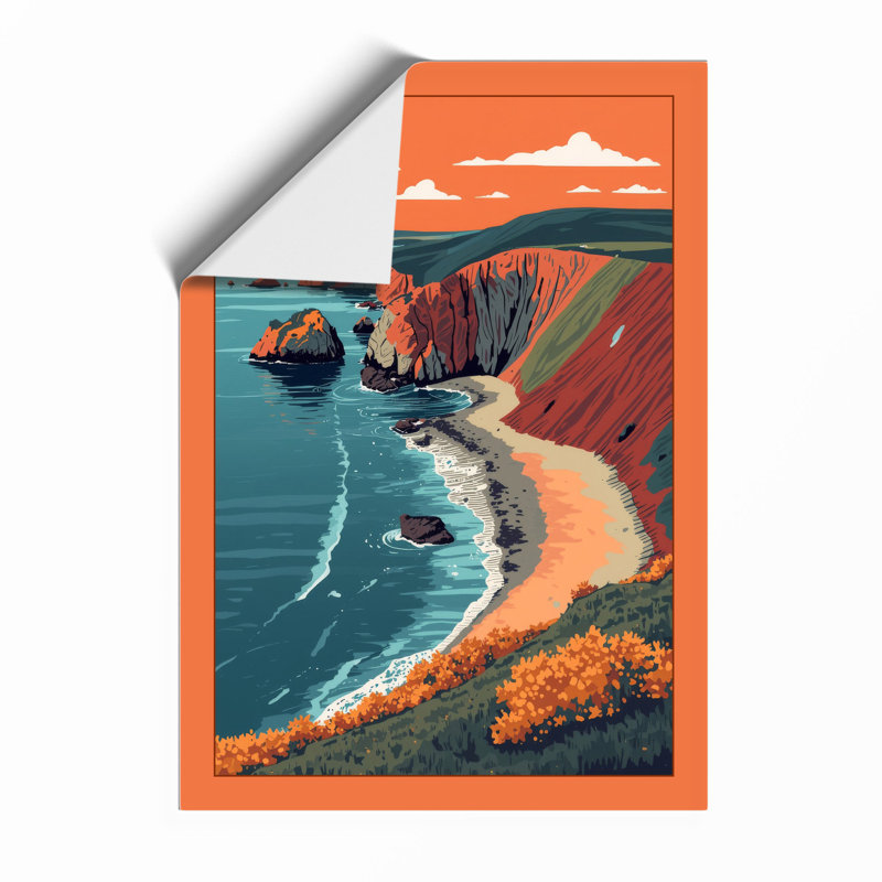Coastal Cliffs At Dawn Vintage - Print, Unframed, A4 - 29.7 x 21.0 cm