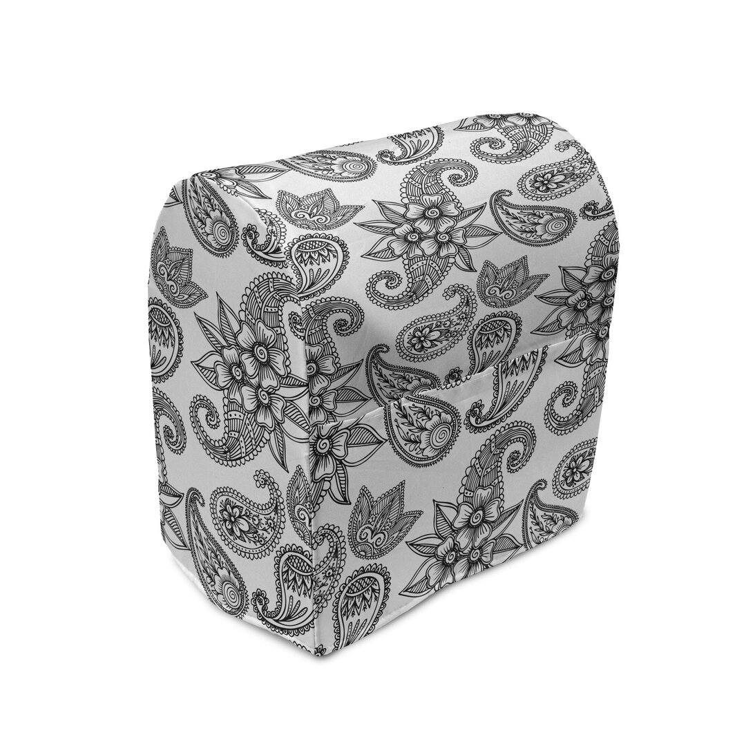 Abdeckung für Standmixer, Paisley Inspired Wiederholung, Ethnisch, Charcoal Grau Weiß