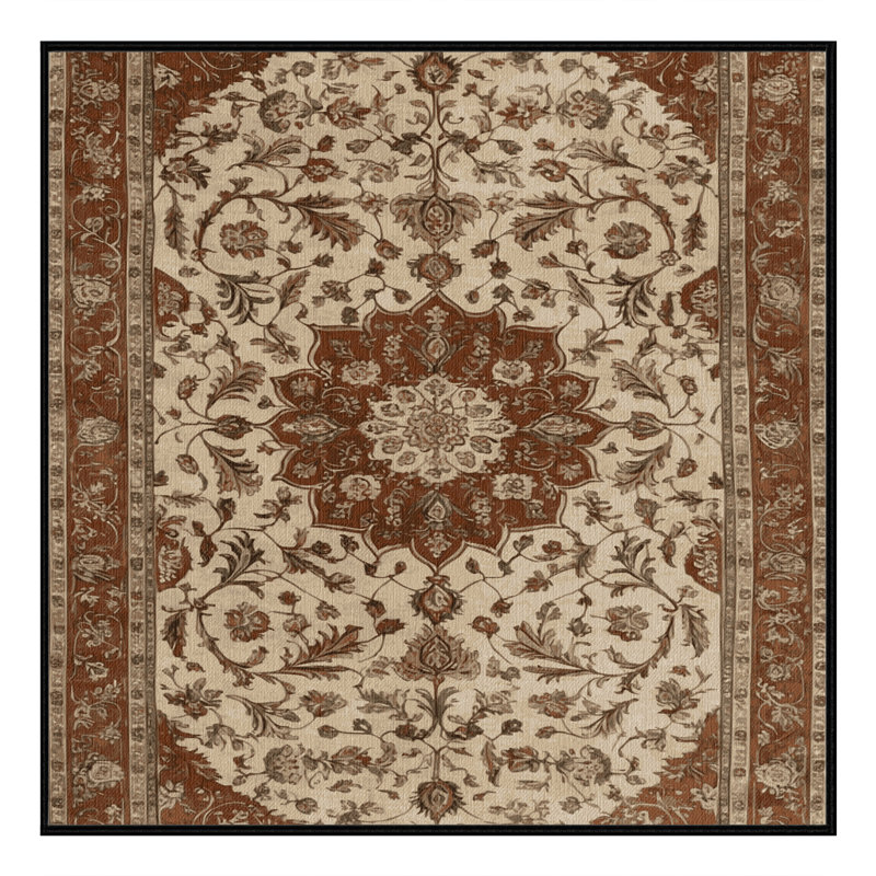 Machine Washable Persian Brown Area Rug, Square 5'