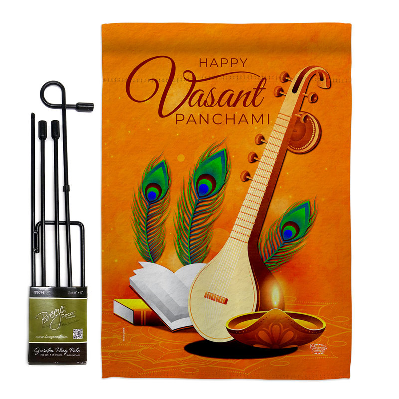 Ensemble de drapeaux en polyester 19 x 13 po Vasant Panchami