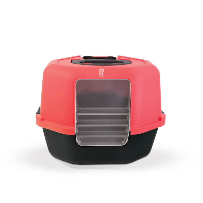 Bac à litière standard en plastique, Gris charbon / Rouge
