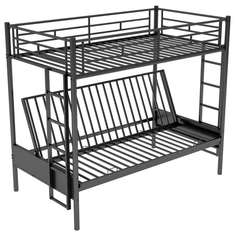 Twin Over Full Metal Bunk Bed, Multi-Function,Black