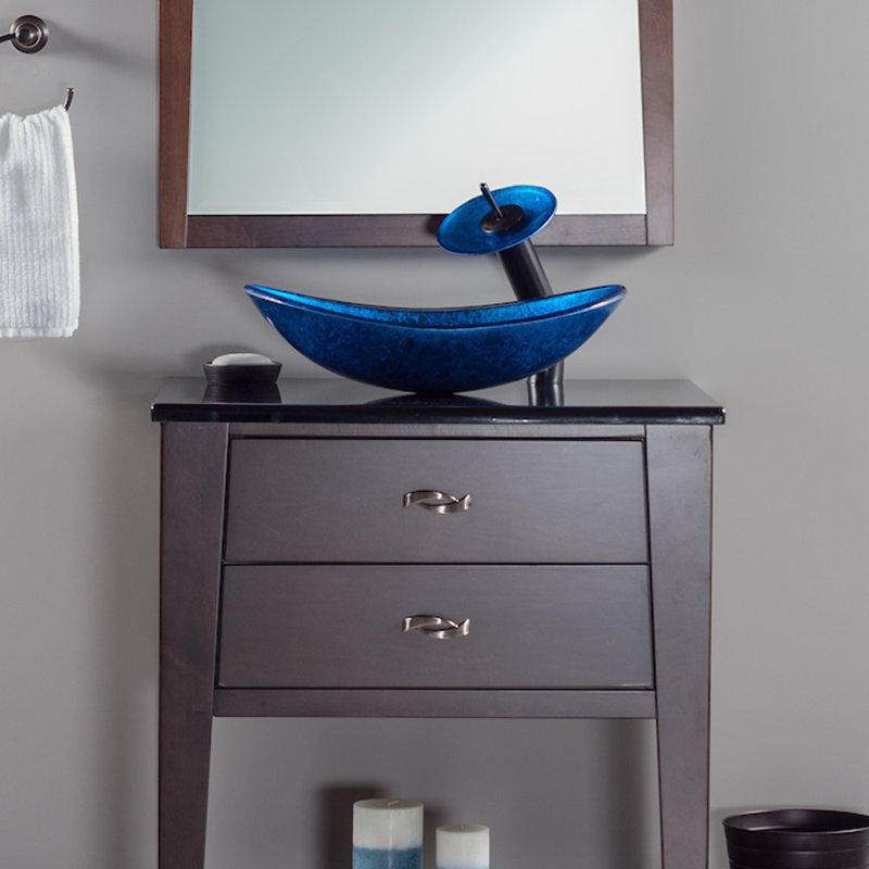 Lavabo de salle de bain ovale en verre avec robinet azzurro, Oil Rubbed Bronze
