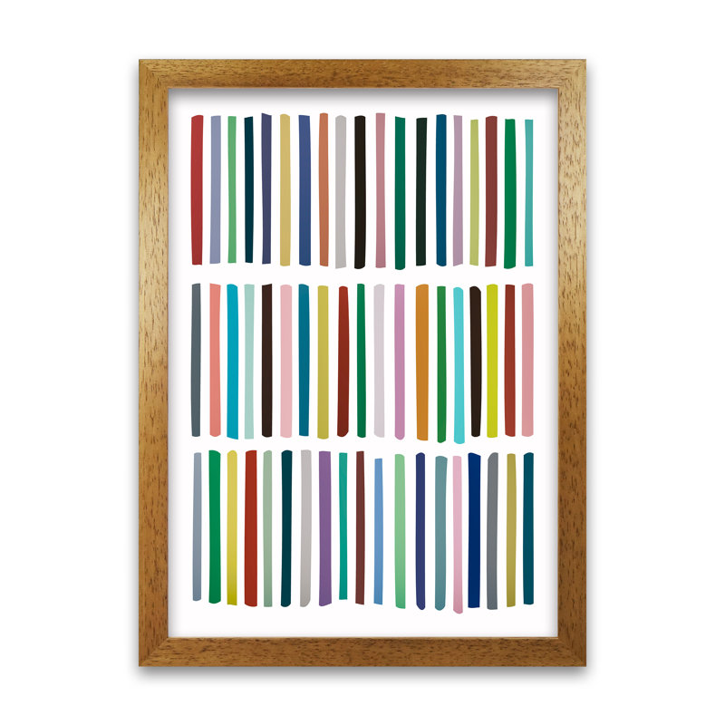 Scandinavian Dots Artwork Original - Print, 84cm H x 59cm W x 3cm D, Oak Frame