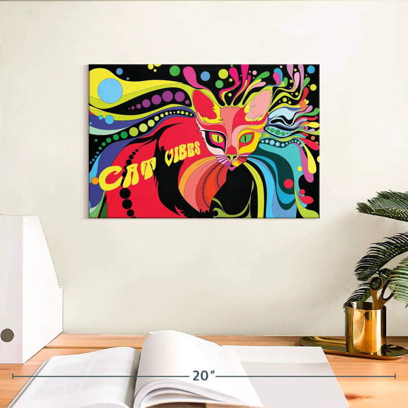 Brampt Psychedelic Cat Vibes, 8" H x 12" W