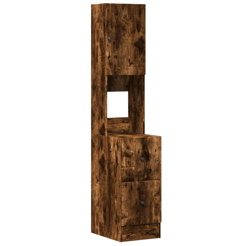 Kitchen Cabinet 35X50x180 Cm Engineered Wood, Smoked Oak