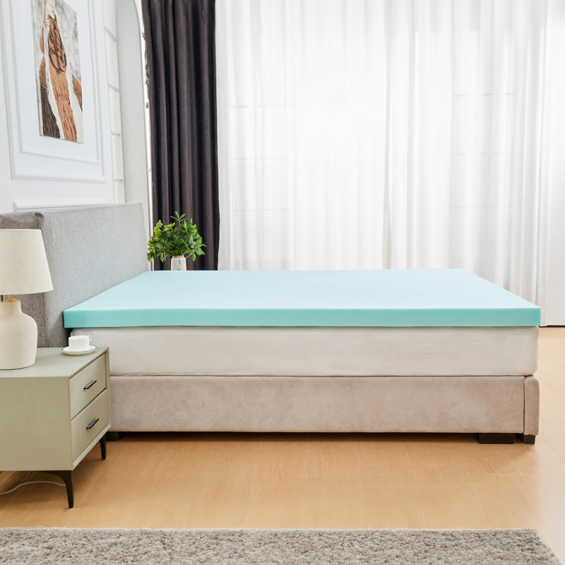 Surmatelas en mousse mémoire, surmatelas infusé de gel rafraîchissant pour soulager les maux de dos, ventilé et respirant, 3"