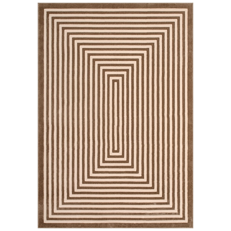 Modern Geometric Area Rug, Concentric Design, Indoor Floor Mat for Living Room and Hallway, Rectangle 60 x 110 cm
