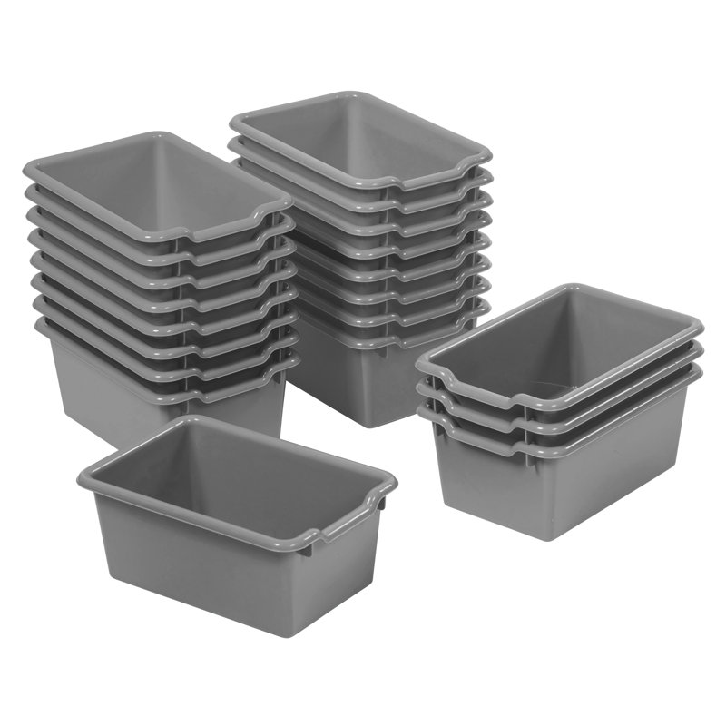 ECR4Kids Scoop Front Plastic Storage Bins, Multipurpose Organization, 20-Piece, Dark Gray