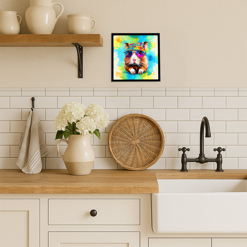 Hippie Animal Guinea Pig Framed Metal Print