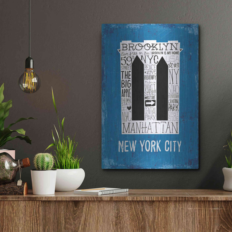 «Iconic NYC V» par Michael Mullan, art mural en métal, H 16 po x l 12 po