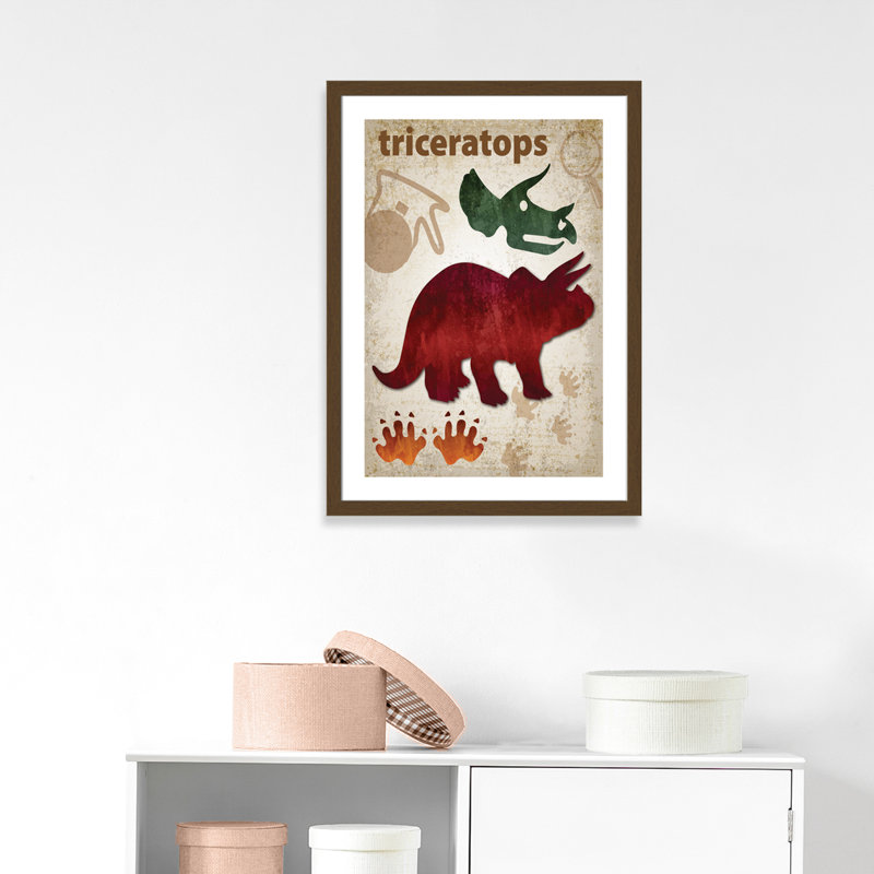 Adhésif décoratif dinosaures-04 ', H 36,5 po x l 26,5 po x P 0,625 po, Cadre plat noyer