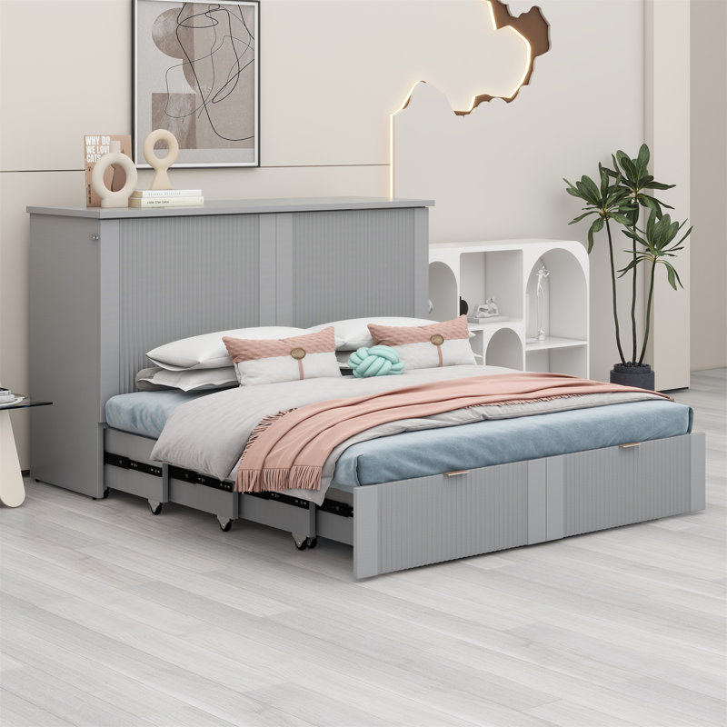 Murphy Bed With Drawer And A Set Of Sockets & USB Ports, Pulley Structure Design