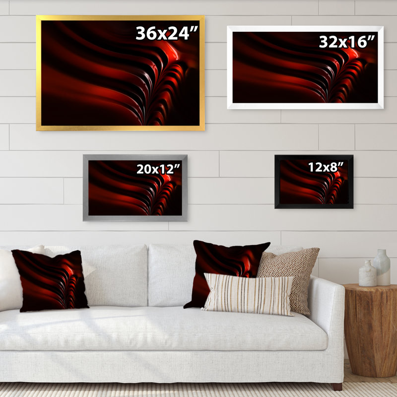 Abstract Red Vortex - Photograph on Canvas, Black Picture Framed, 8" H x 12" W x 1" D
