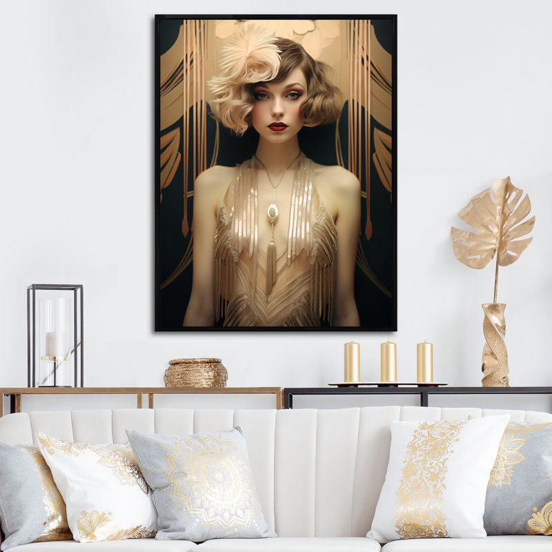 Art nouveau, élégant et glamour - impression, Cadre flottant noir, H 32 po x l 24 po x P 1 po